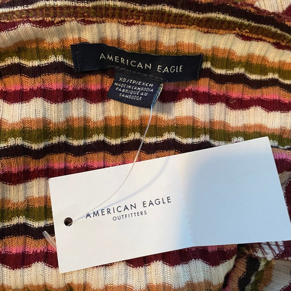 NWT American Eagle Striped Cropped Halter Tank - Picture 4 of 7